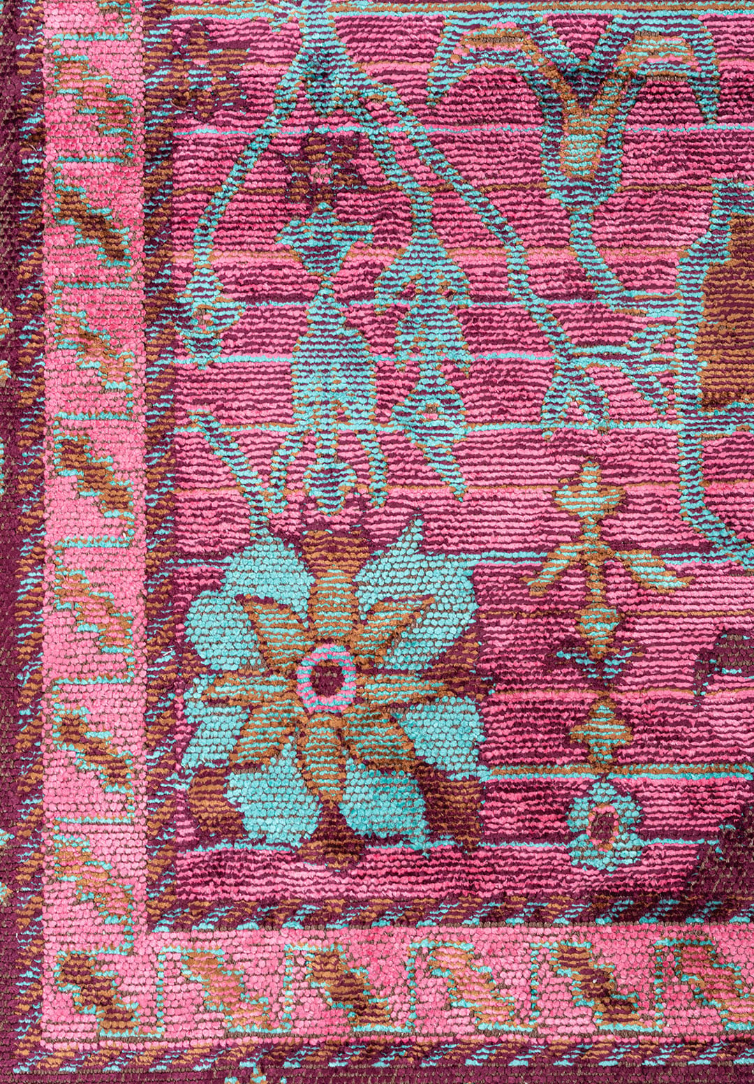 SPLENDOR CACAO - PINK - DARK DAMSON - TURQUOISE RUG - 5