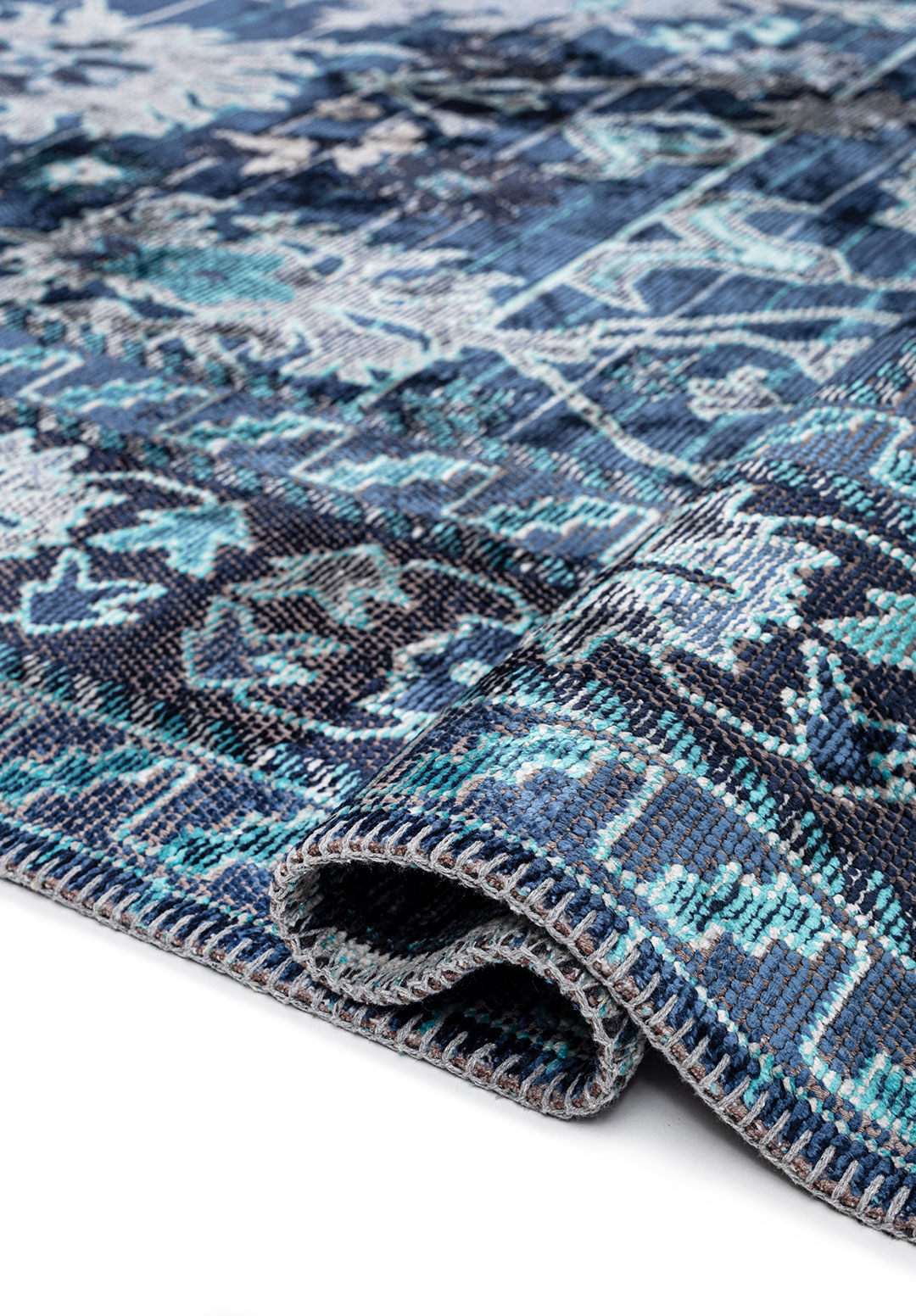 SPLENDOR TURQUOISE - NAVY BLUE - DARK NAVY - BONE RUG - 2
