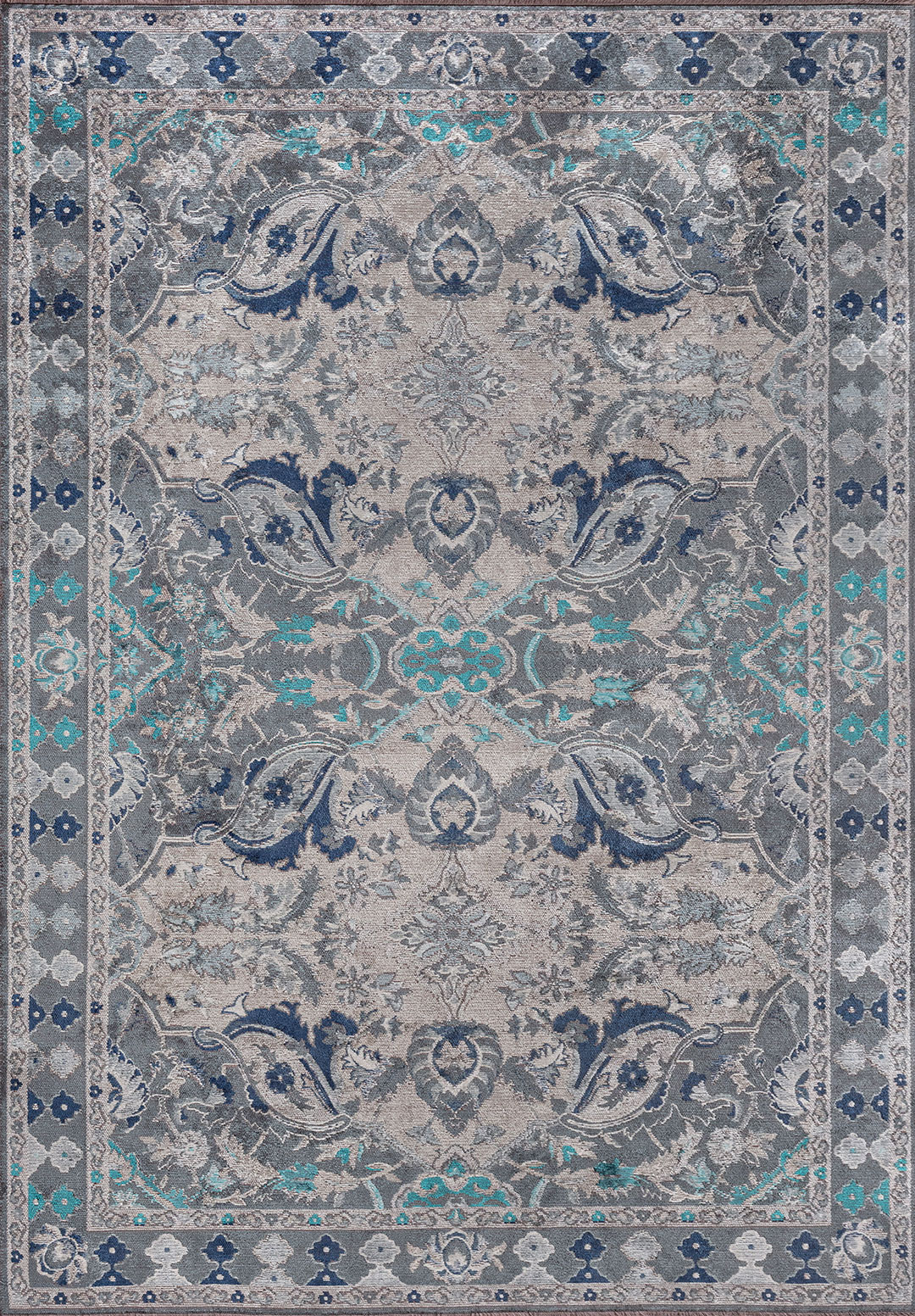 FORTRESS BLUE - NAVY BLUE - BONE - LIGHT CREAM - TURQUOISE - ICE BLUE RUG - 1