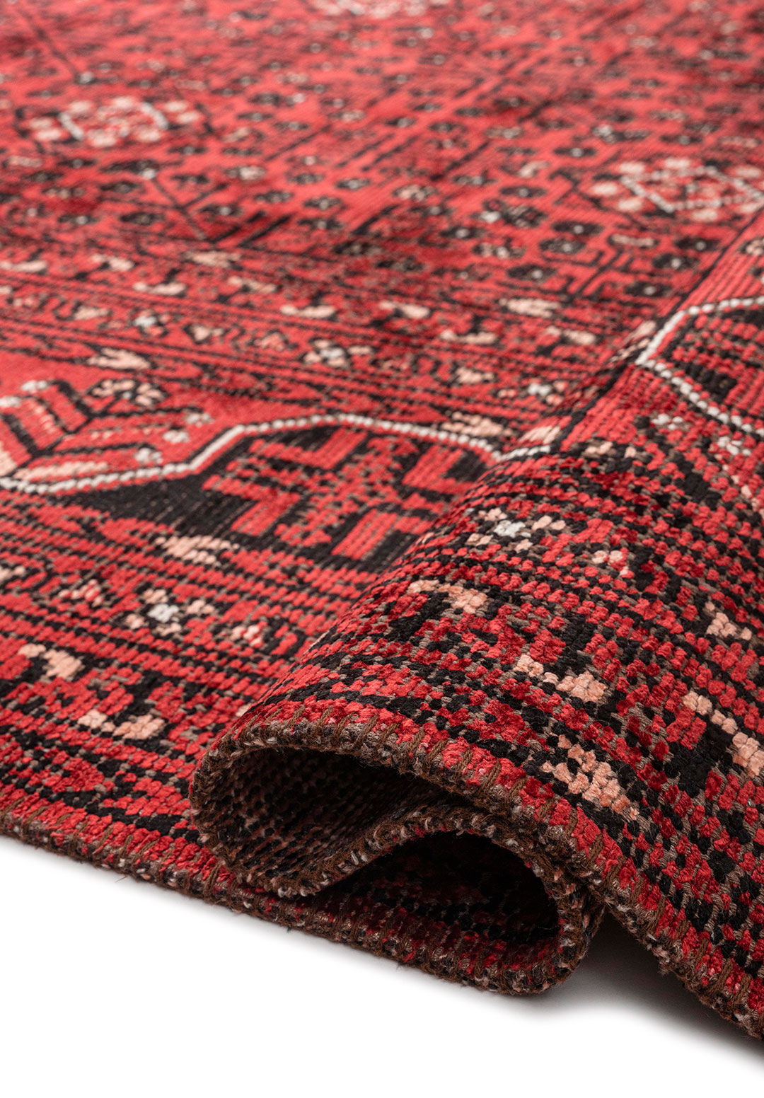 GRANDEUR LIGHT CREAM - LIGHT CORAL - RED - BLACK RUG - 2