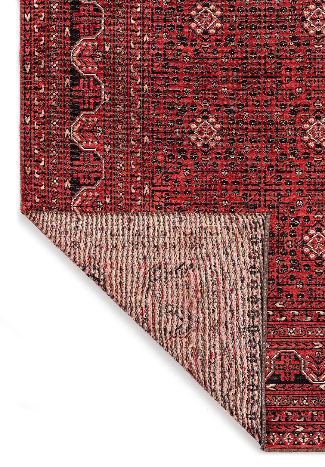 GRANDEUR LIGHT CREAM - LIGHT CORAL - RED - BLACK RUG - 3