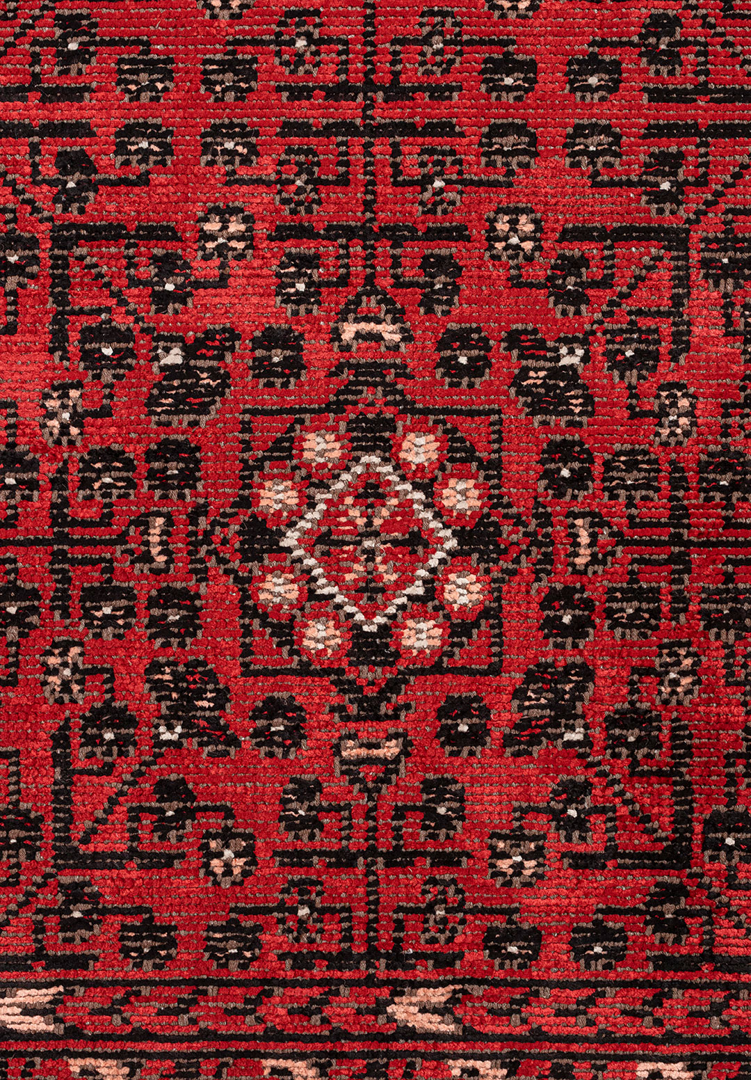 GRANDEUR LIGHT CREAM - LIGHT CORAL - RED - BLACK RUG - 5