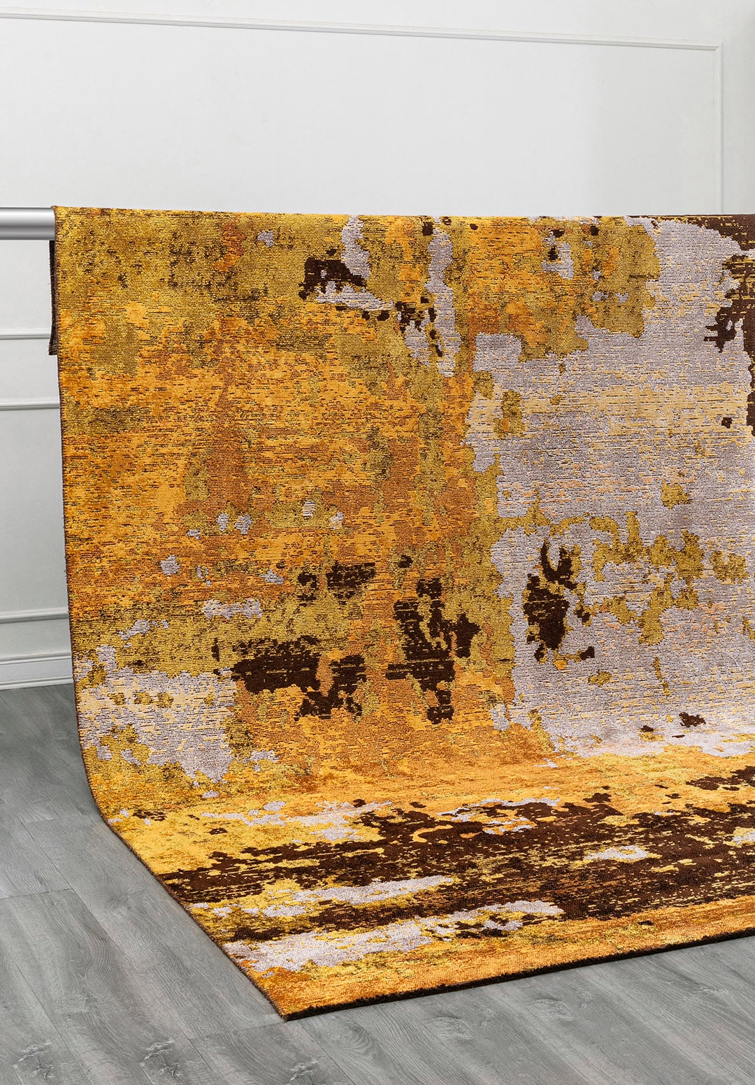 QUASAR MUSTARD - LIGHT GREY - DARK BROWN - YELLOW RUG - 4