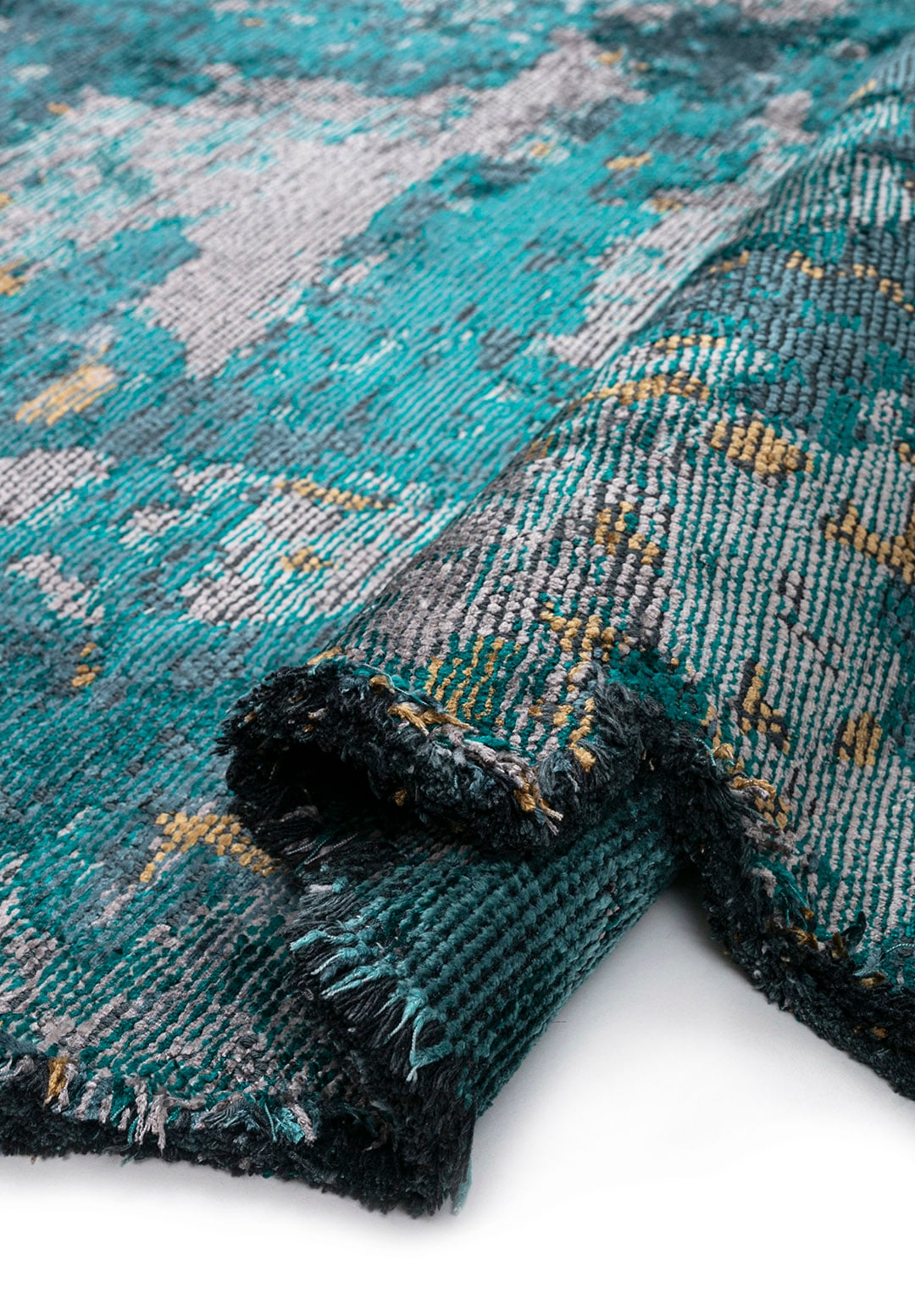 SERENITY LIGHT GREY - DARK TURQUOISE - PETROL - GOLD - RIVER GREEN - TURQUOISE RUG - 2