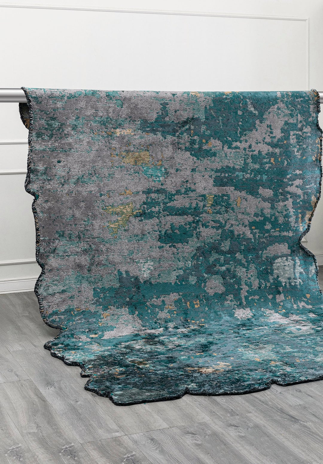 SERENITY LIGHT GREY - DARK TURQUOISE - PETROL - GOLD - RIVER GREEN - TURQUOISE RUG - 4