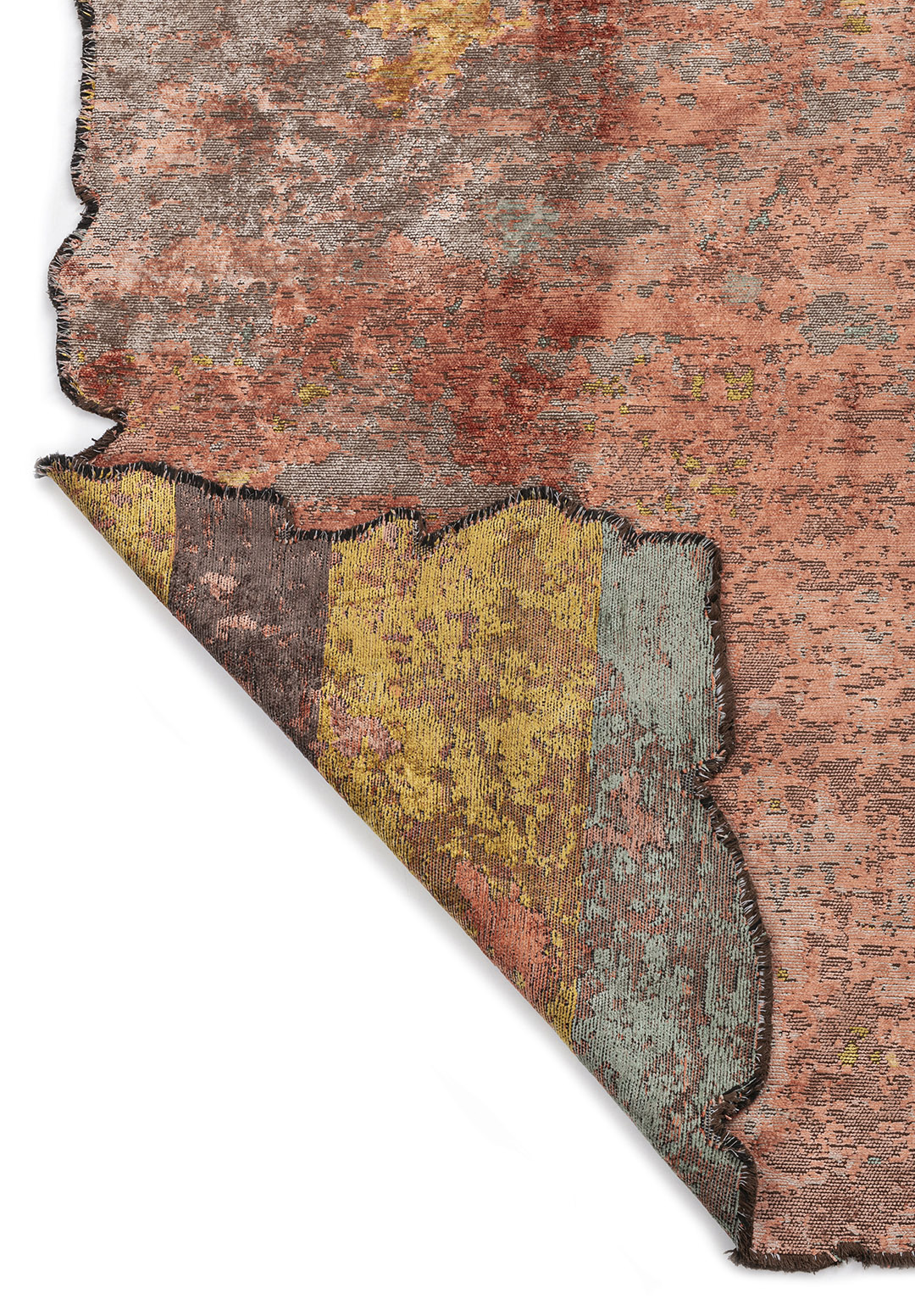 SERENITY STONE - CORAL - LIGHT CORAL - YELLOW - RIVER GREEN - DARK MINK RUG - 3