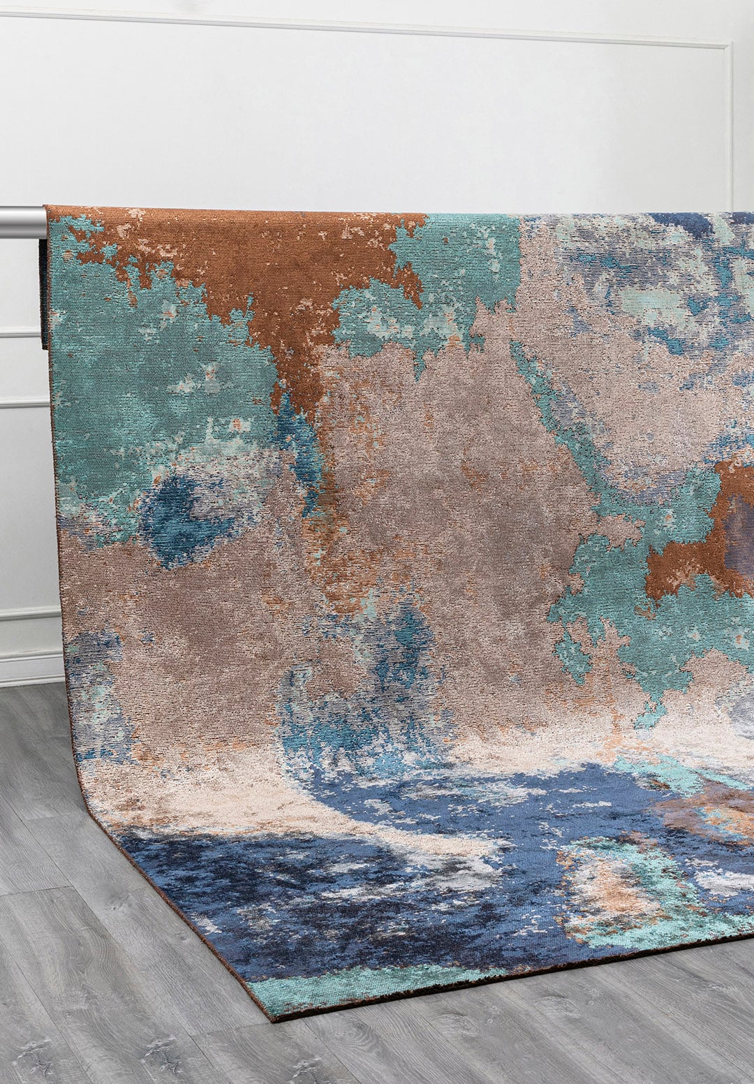 MIST CREAM - TURQUOISE - CACAO - NAVY BLUE RUG - 4
