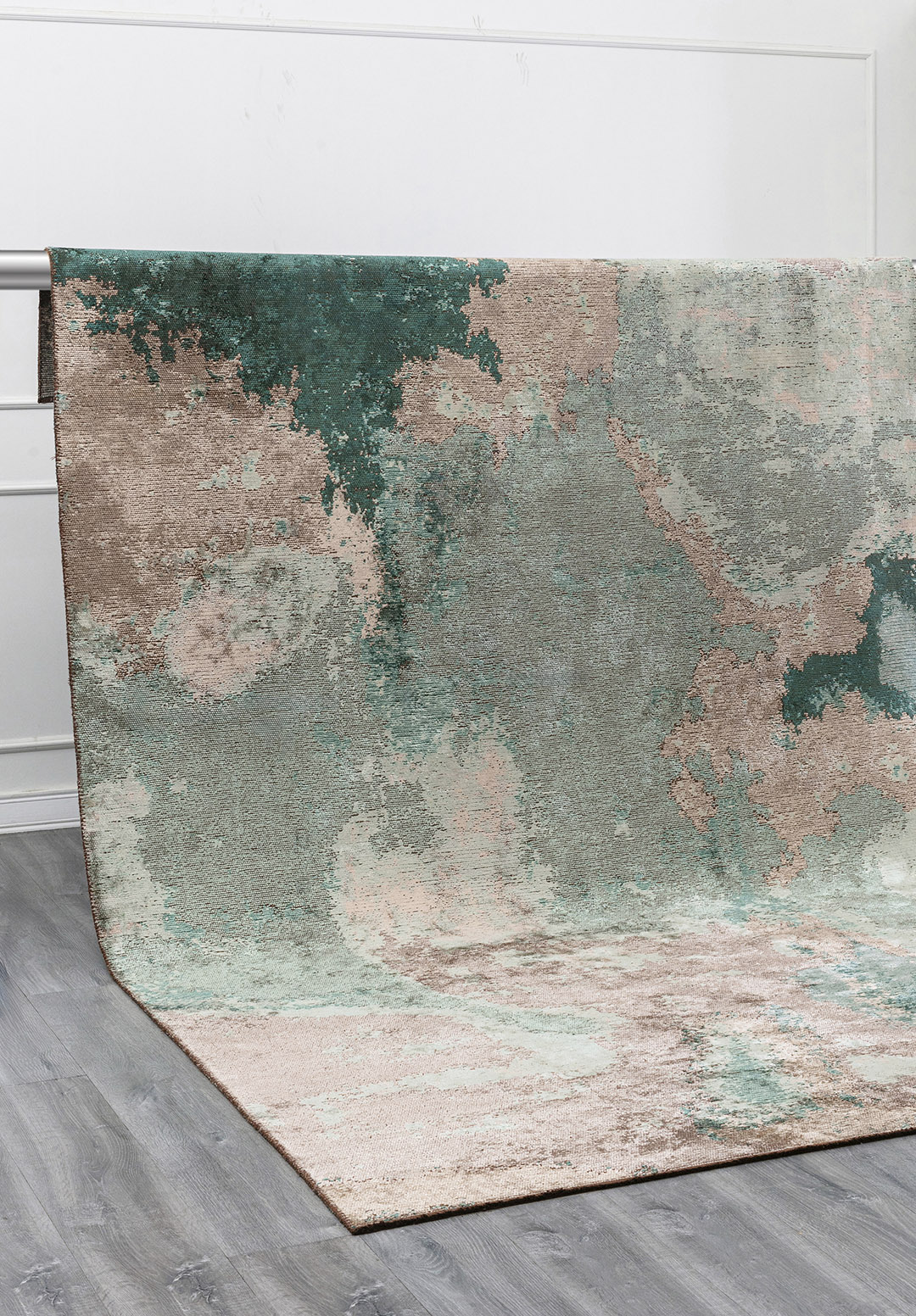 MIST RIVER GREEN - BEIGE - DARK GREEN - STONE RUG - 4