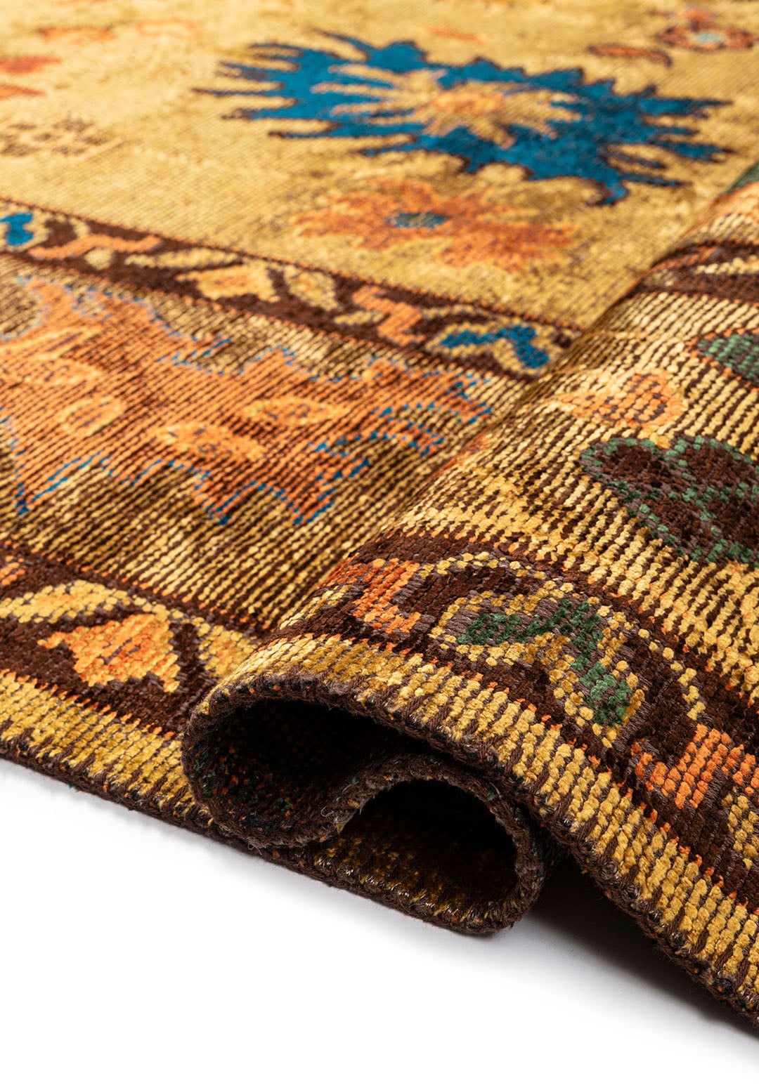 VIVIENNE YELLOW - DARK BROWN - CYAN - ORANGE - FOREST GREEN - RUST RUG - 2