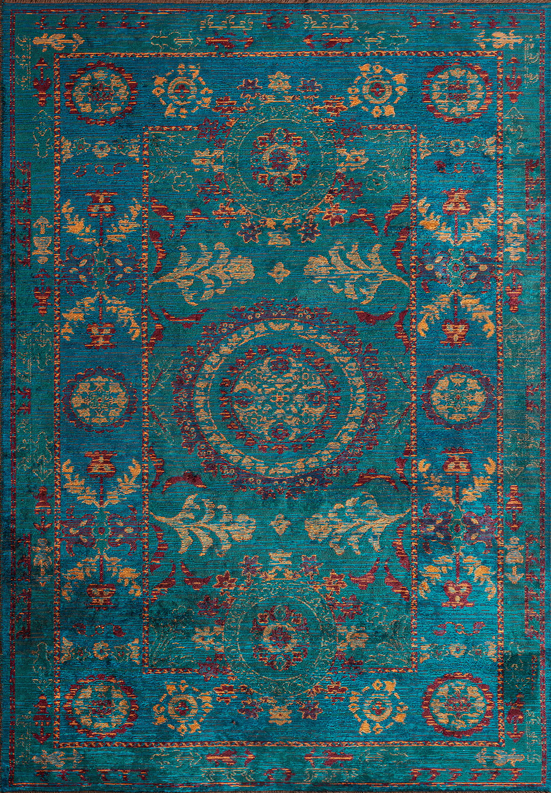 PALACE ORANGE - CHERRY - DARK TURQUOISE - CYAN RUG - 1
