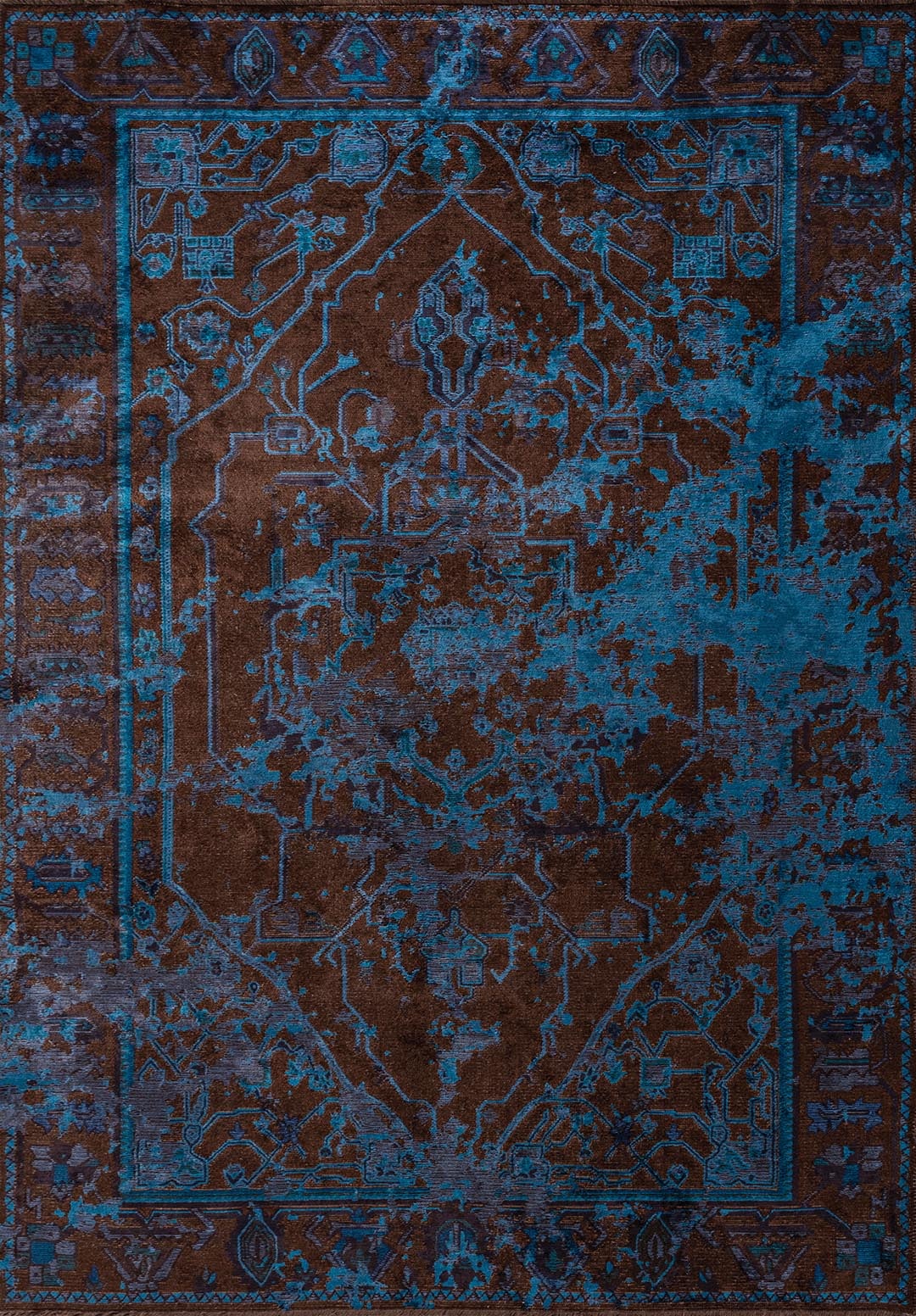 MONARCH ERA NAVY BLUE - CYAN - DARK NAVY - DARK BROWN RUG