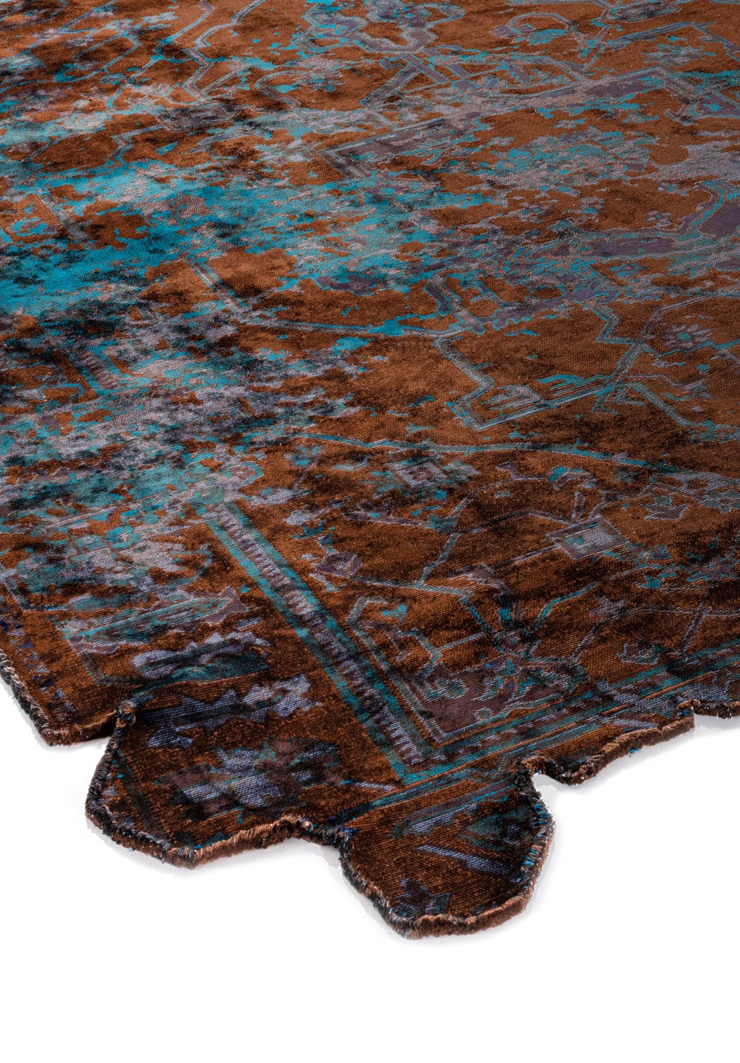 MONARCH ERA NAVY BLUE - CYAN - DARK NAVY - DARK BROWN RUG - 4