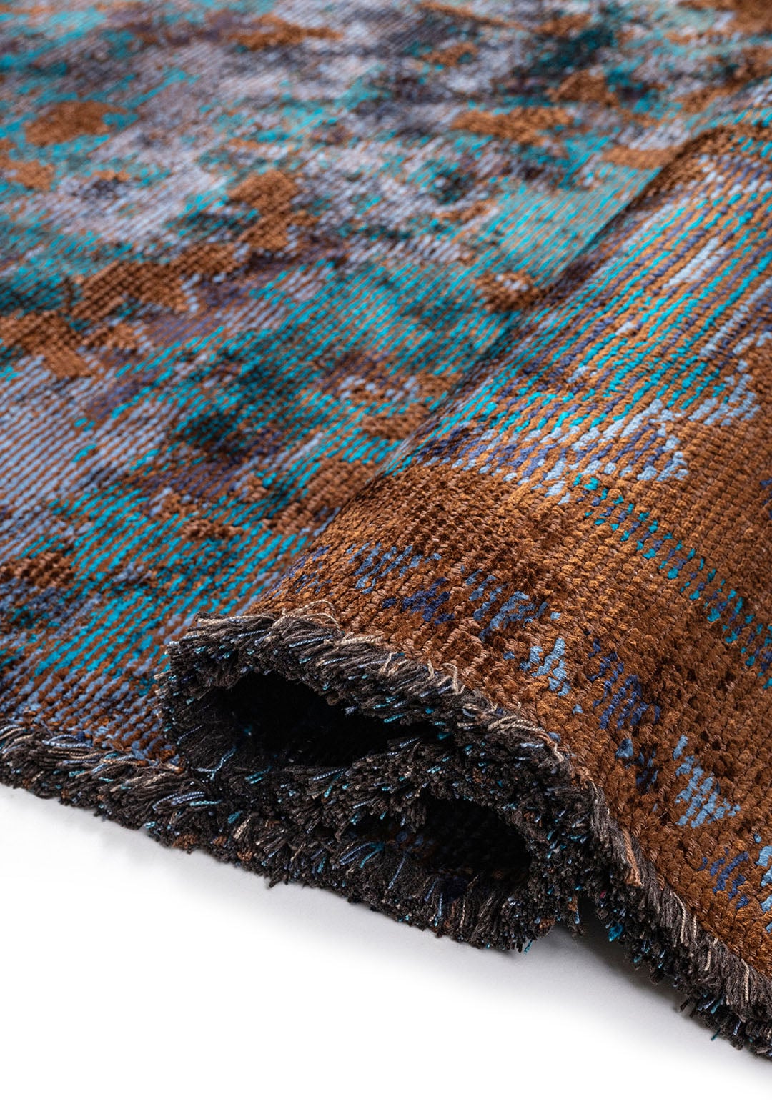 MONARCH ERA NAVY BLUE - CYAN - DARK NAVY - DARK BROWN RUG - 2